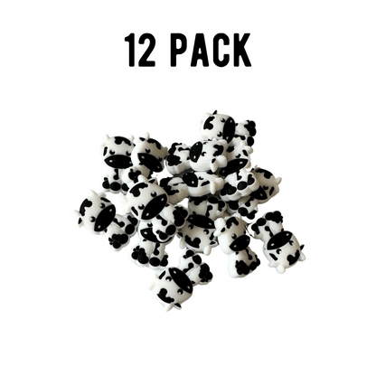 Cow Silicone Bead  |  Black | 12 pk