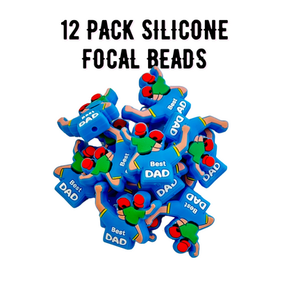 Best Dad Silicone Focal Bead | 12 Pack
