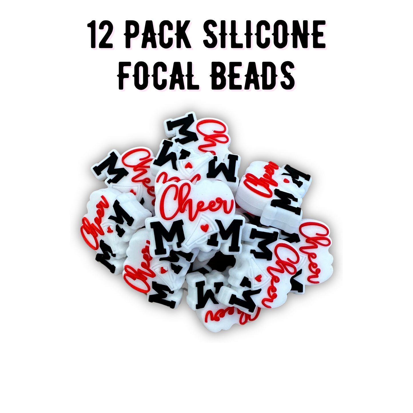 Cheer Mom Silicone Focal Bead | 12 pack