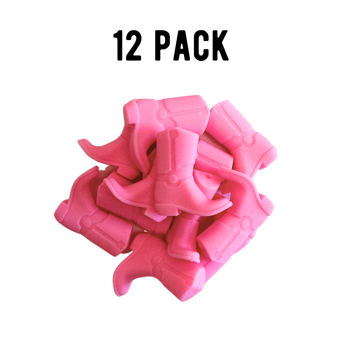 Pink Cowboy Boots Silicone Bead| 12 pk