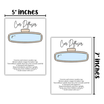 Car Oil Diffuser Package Bag Insert Care Instruction Cards | 50 pk 5x7” Minimalist