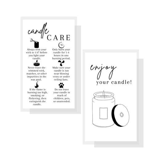 Candle Care Instruction Cards | 50 Pack | 2 x 3.5” inch Business Card