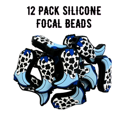 Blue Cowboy Boot Silicone Focal Beads | 12 Pc