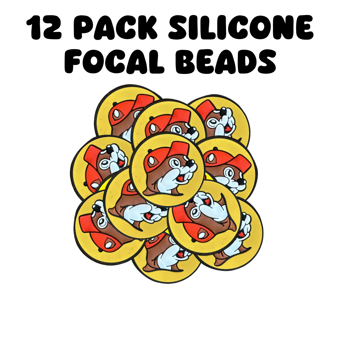 Gas Station Beaver Bucey Texas Silicone Focal Bead | 12 Pack