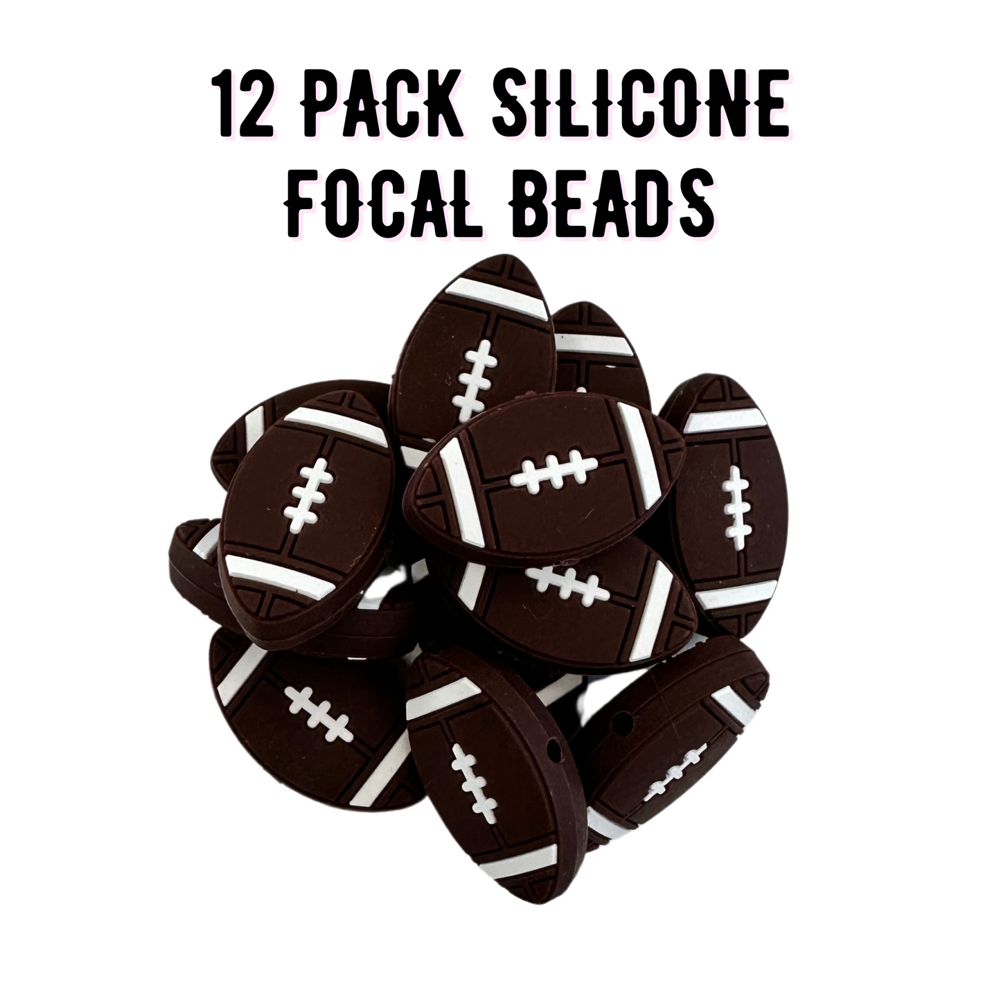 Football Silicone Focal Bead | 12 Pack