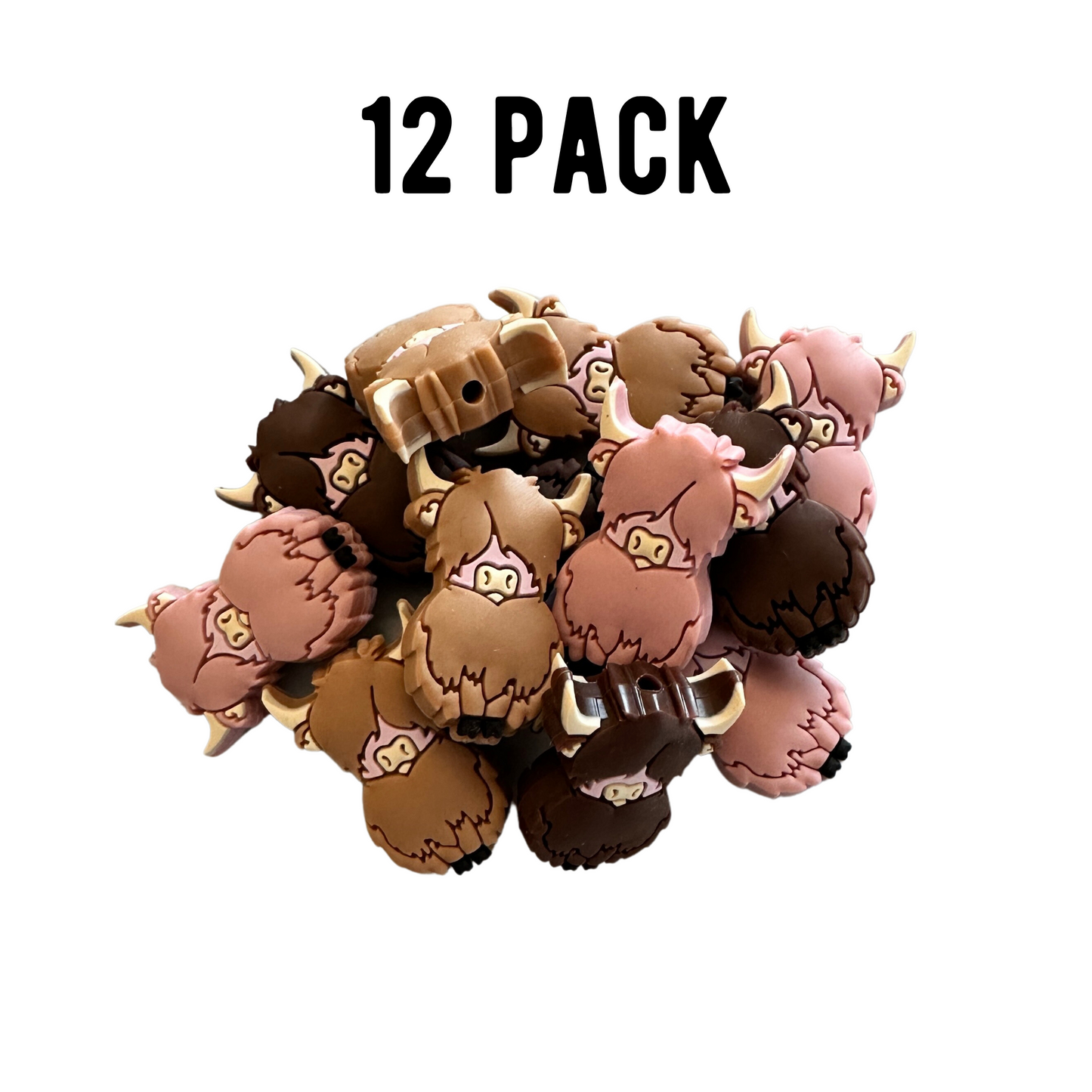 Highland Cow Focal Beads Silicone | 12 pk