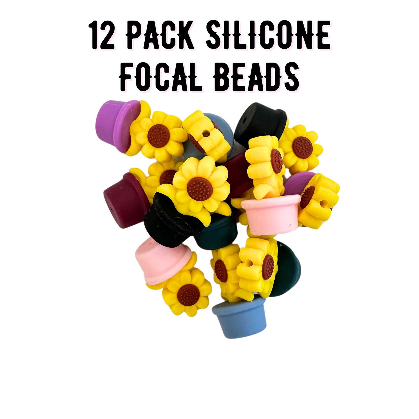 Sunflower Silicone Focal Bead Set | 12 Pc Mixed Pack
