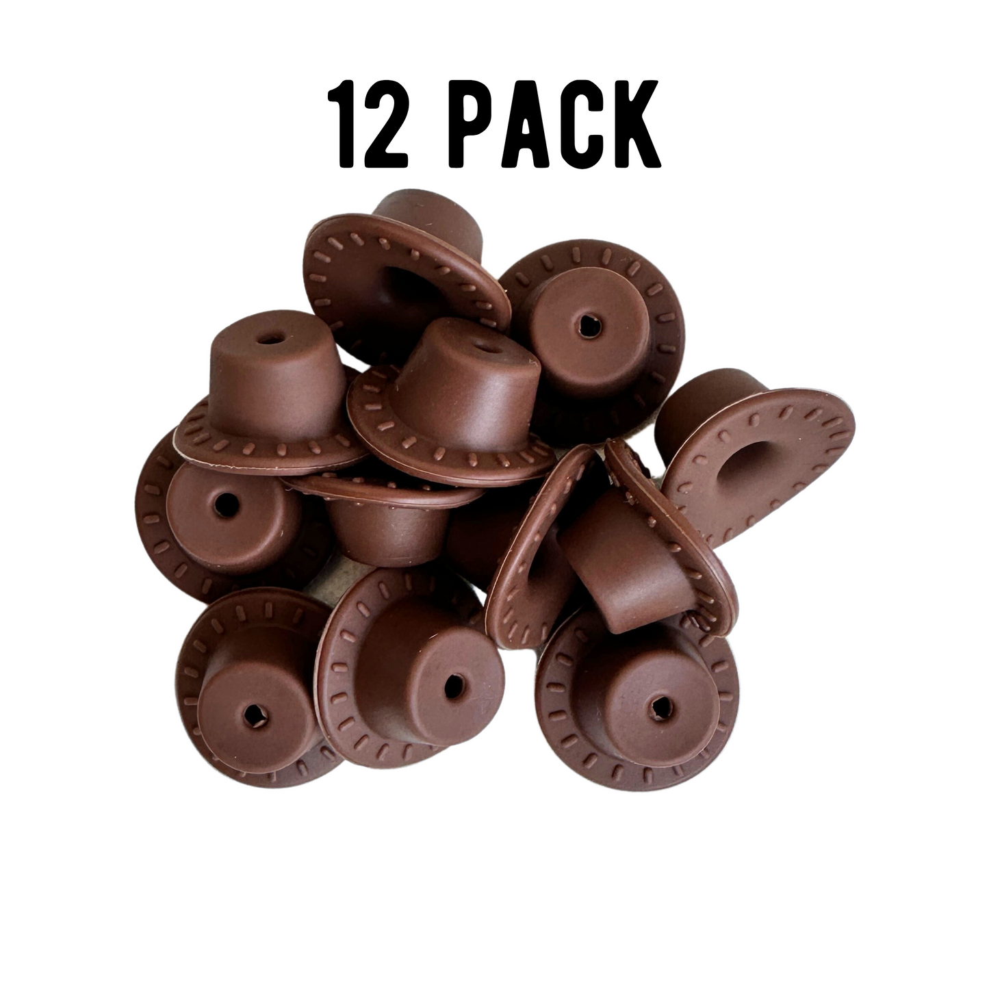 Cowboy Hat Focal Beads Silicone Brown | 12 pk Bulk Wholesale for Freshie String Hangers Beadable Pen Cowgirl Hat Boots Badge Clip