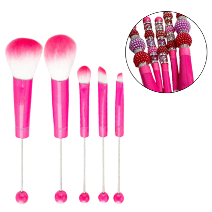 Hot Pink Beadable Makeup Brushes Set of 5