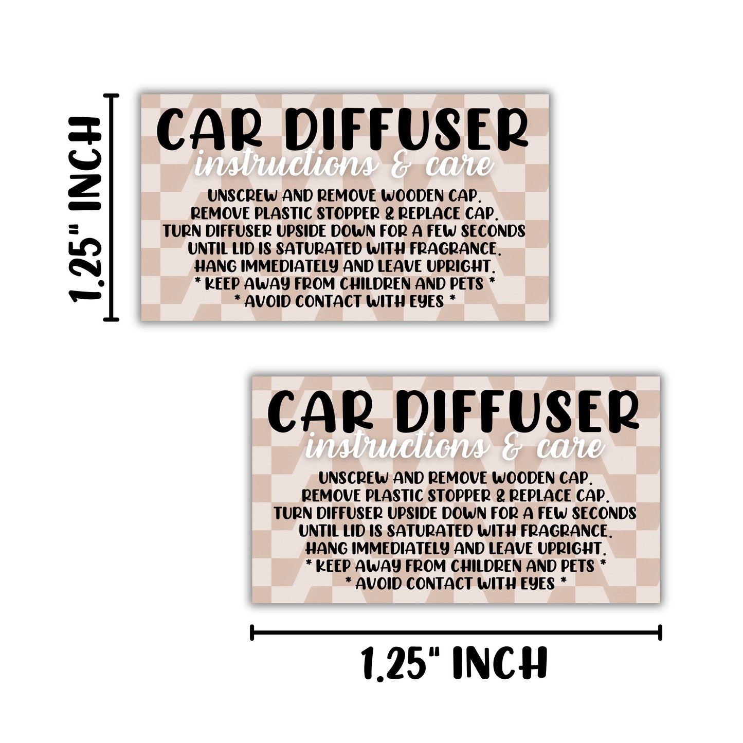 Car Oil Hanging Diffuser Care & Instructions Labels | 250 pc Roll 1.25” x 2.25”