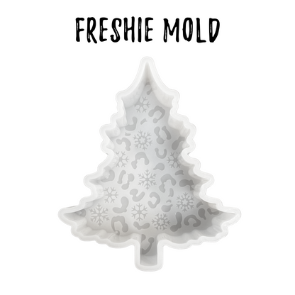 Leopard Christmas Tree with Snowflakes Silicone Mold  includes 1 silicone mold in the shape of Leopard Christmas Tree with Snowflakes Freshie Silicone Mold! This mold measures 5" Tall x 4" Wide x 1" Deep, a thick durable quality silicone mold.