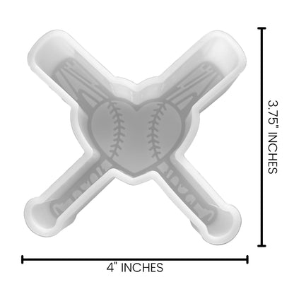 Baseball Heart and Crossed Bats Silicone Mold