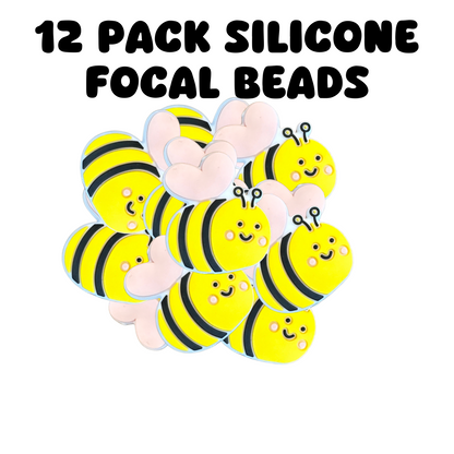 Bumble Bee Silicone Focal Bead | 12 Pack