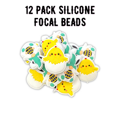 Easter Egg & Gnome Marshmallow Shaped Silicone Focal Bead | 12 pk Mixed