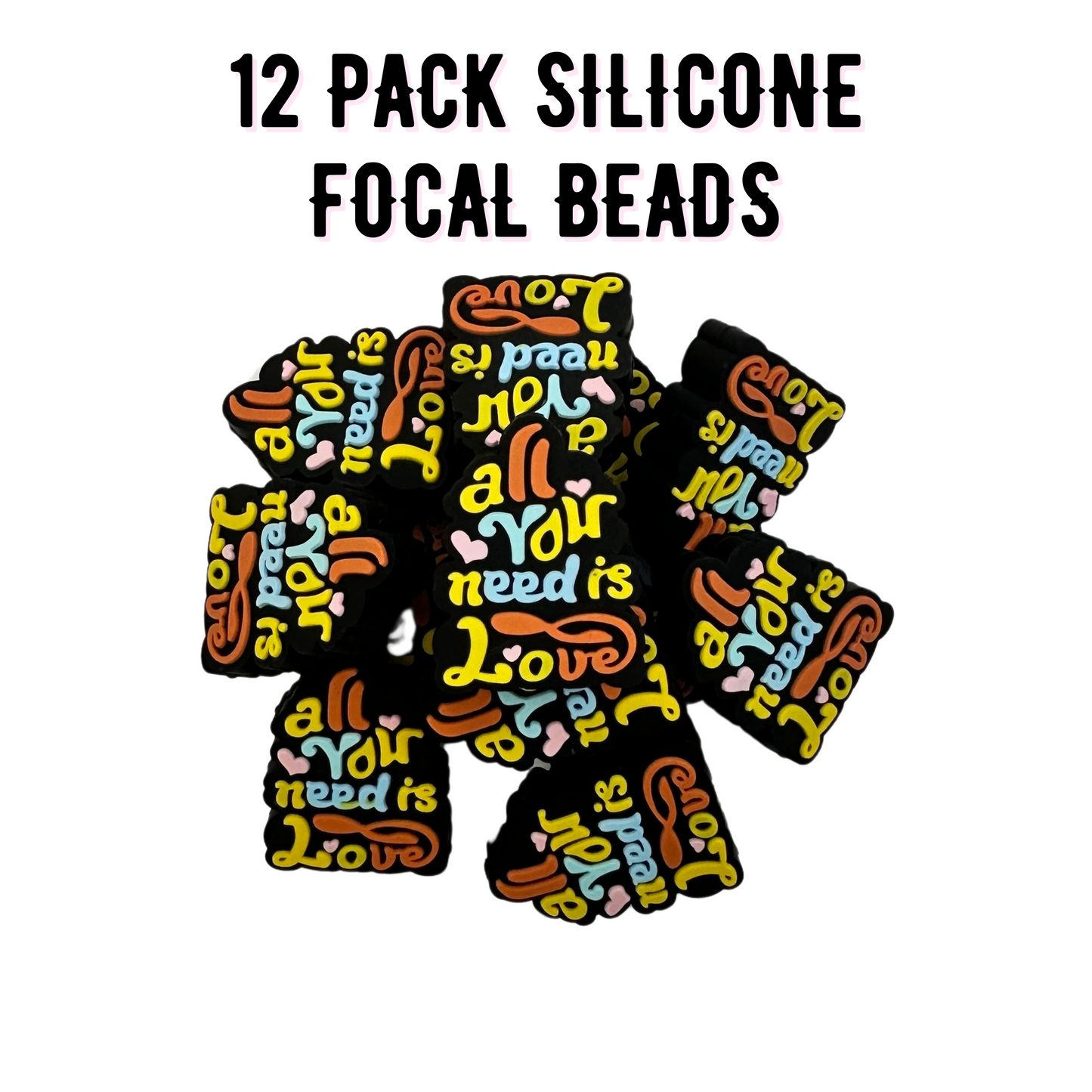 All You Need is Love Silicone Focal Beads | 12 Pack
