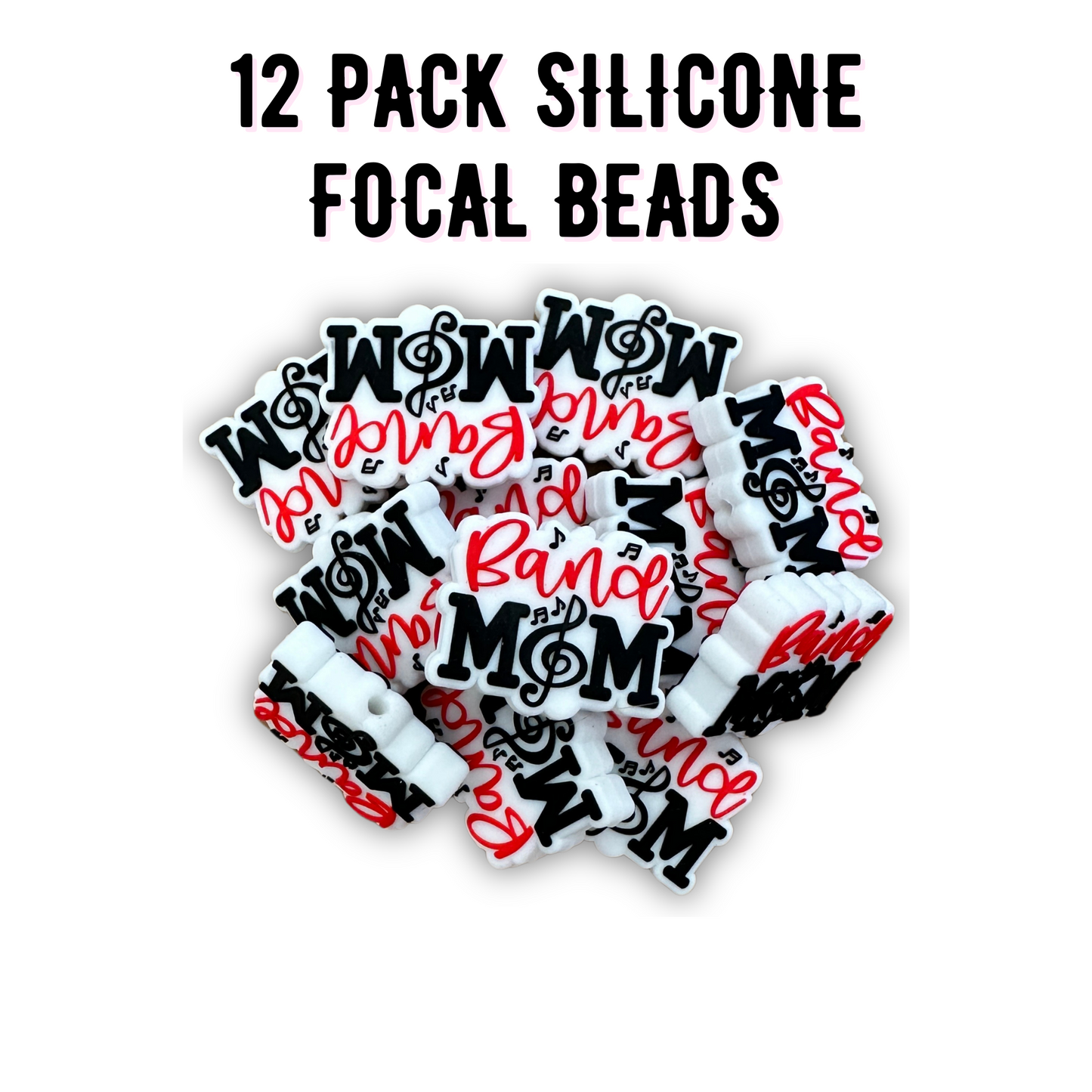 Band Mom Silicone Focal Bead | 12 pack