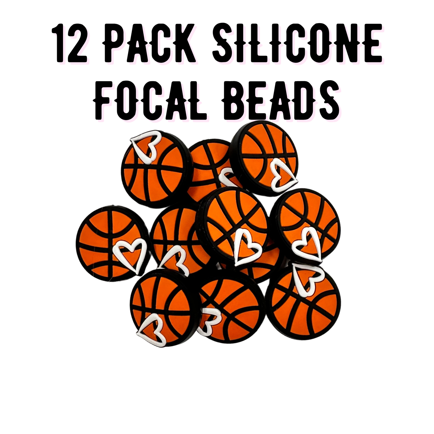 Basketball with Heart Silicone Beads| 12 pk