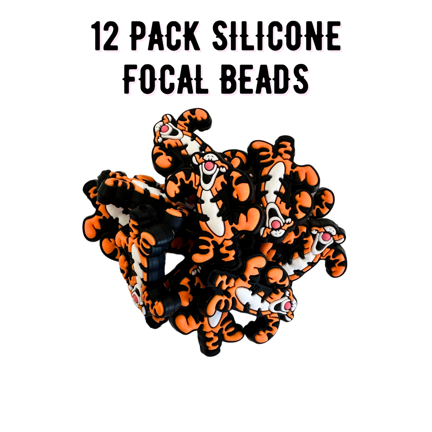 Tigger Silicone Focal Bead | 12 Pack