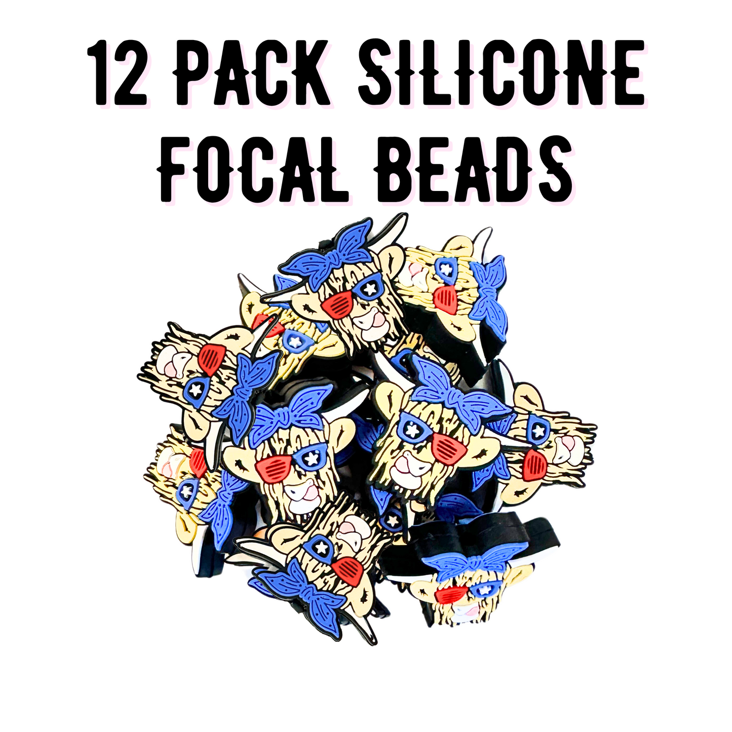 American Cow Silicone Bead | 12 pk