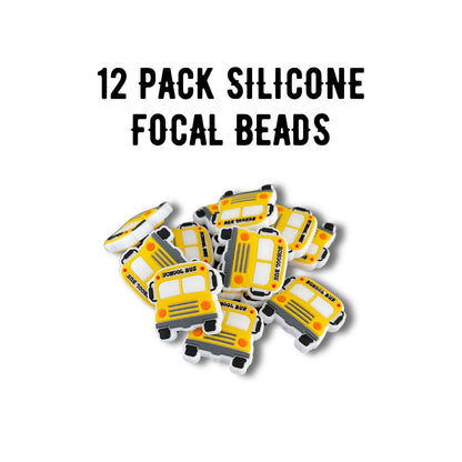 Yellow School Bus Silicone Focal Bead | 12pk