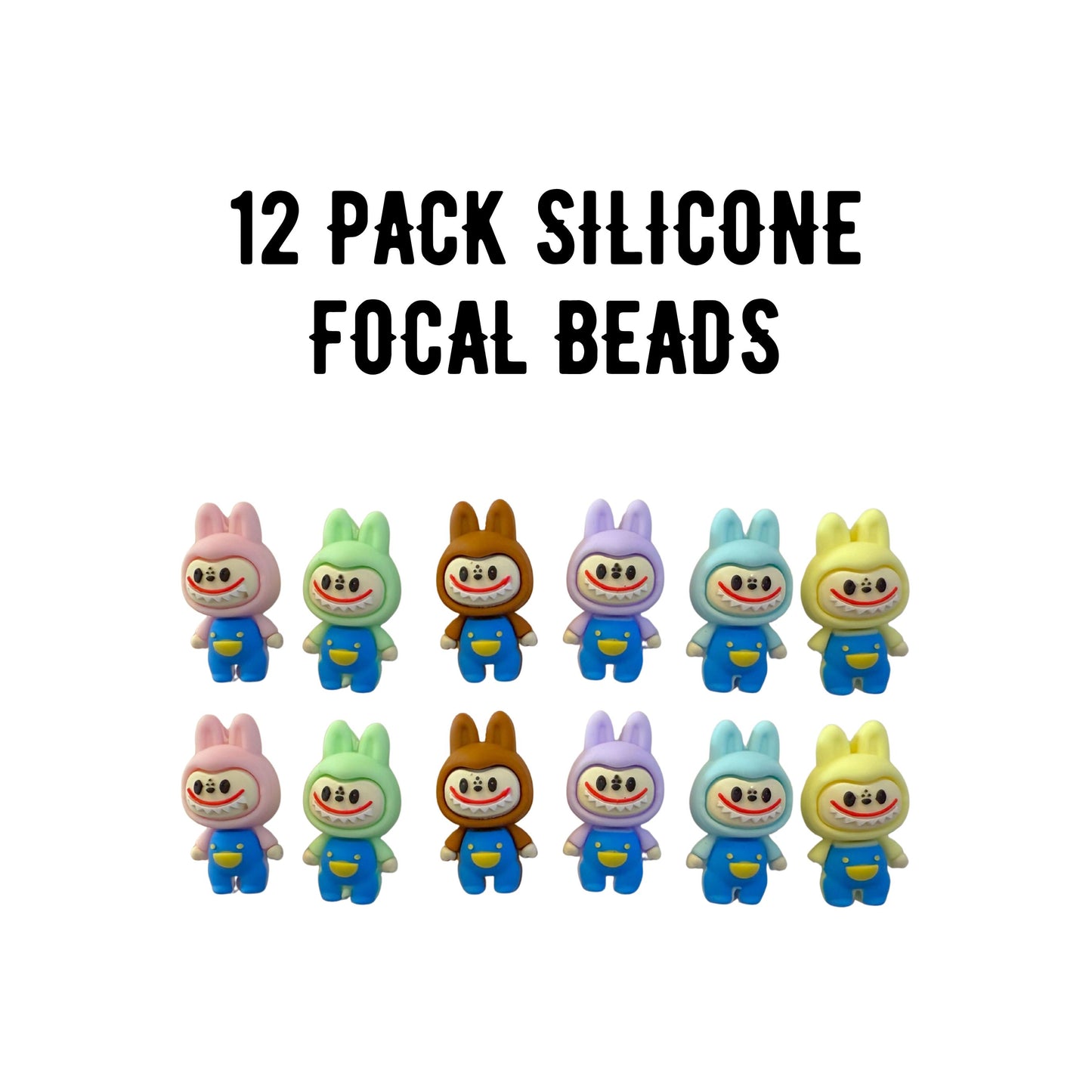 La bu bu  Silicone Focal Bead 12pk Mixed