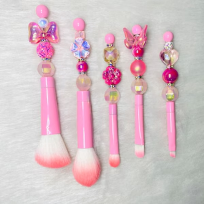 Pink Beadable Makeup Brushes Set of 5