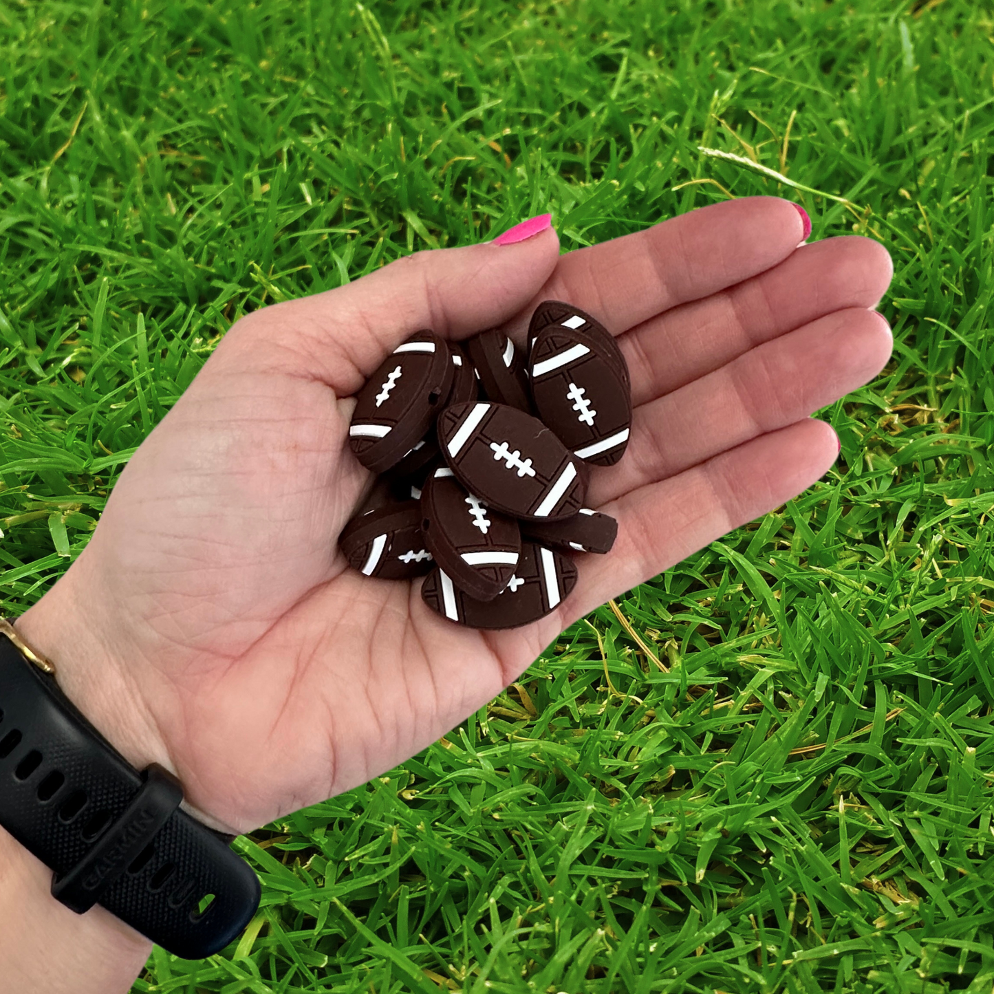 Football Silicone Focal Bead | 12 Pack