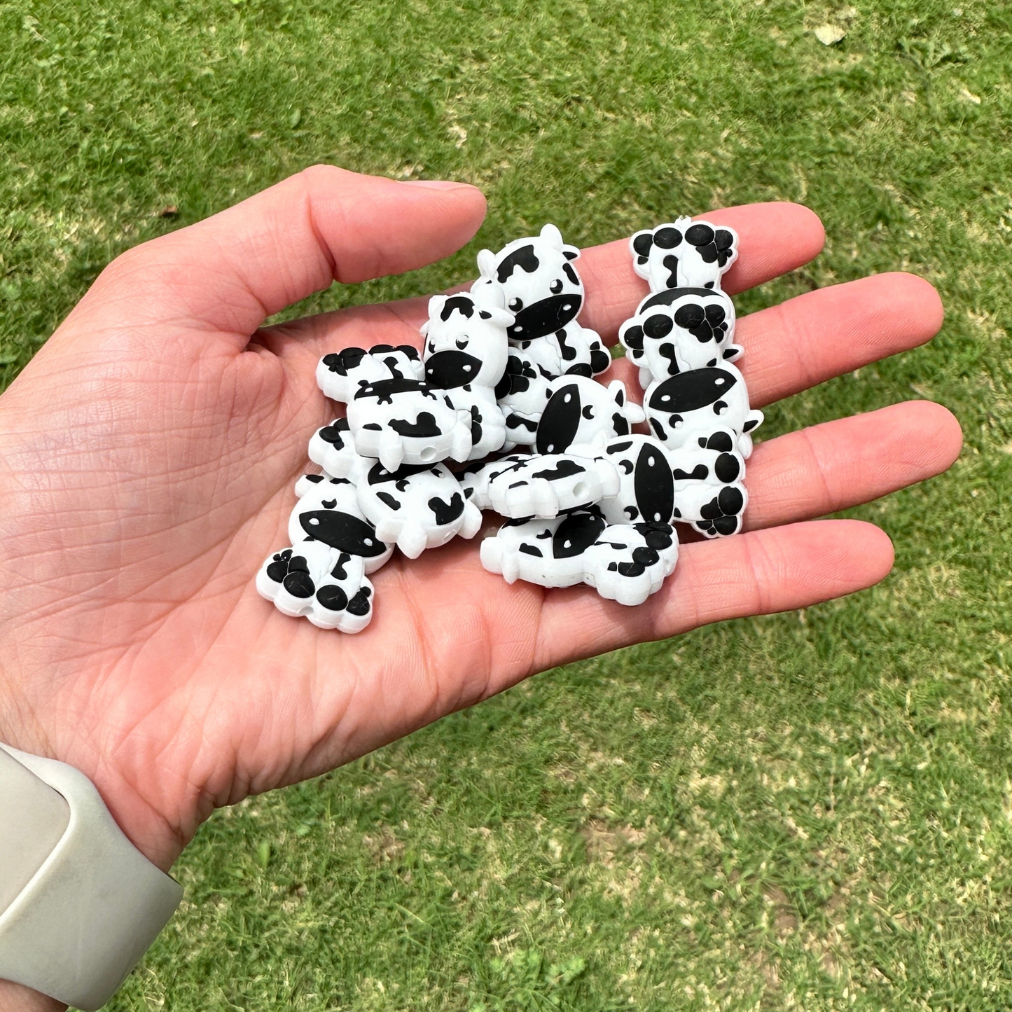 Cow Silicone Bead  |  Black | 12 pk