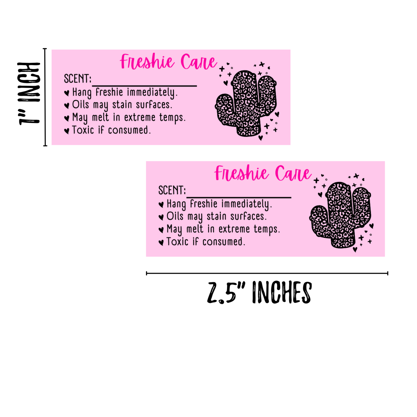 Leopard Cactus Pink Warning Labels Customer Package 1x2.5” |  350 pc roll |