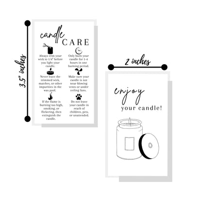 Candle Care Instruction Cards | 50 Pack | 2 x 3.5” inch Business Card