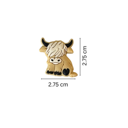 Highland Cow Silicone Bead- Lt Brown | 12 pk