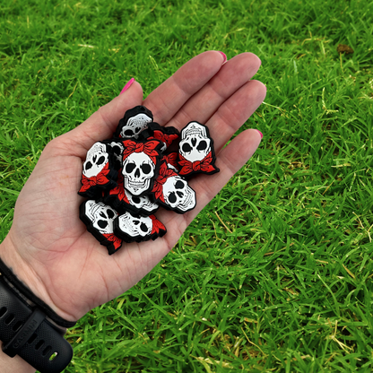 Skull with Bandana Silicone Focal Bead | 12 Pack