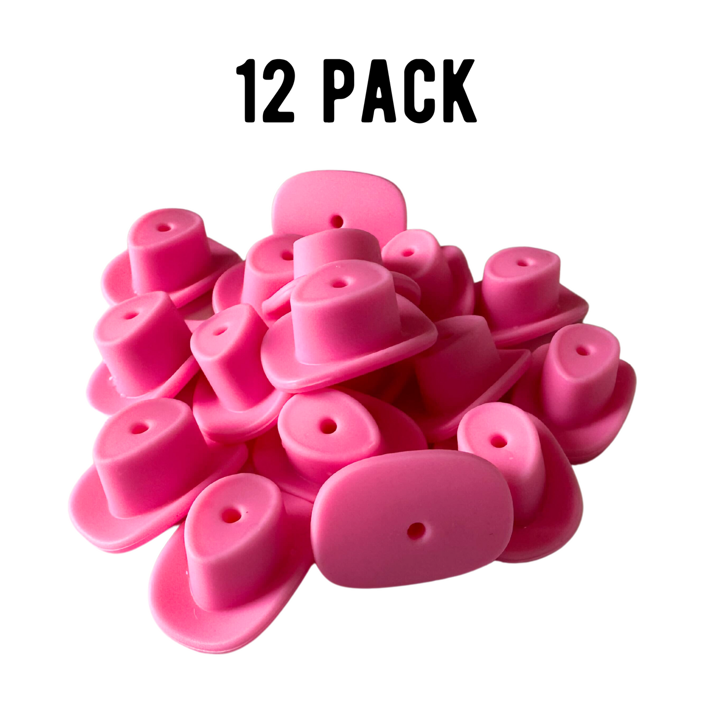 Pink Cowboy Hat Silicone Bead | 12 pk