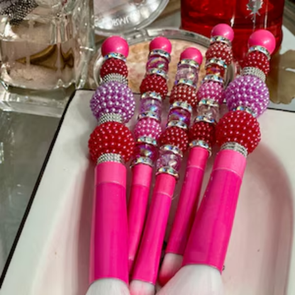 Hot Pink Beadable Makeup Brushes Set of 5