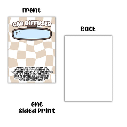 Car Oil Diffuser Package Bag Insert Care Instruction Cards | 50 pk 5x7” Tan Checkered