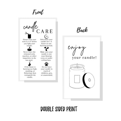 Candle Care Instruction Cards | 50 Pack | 2 x 3.5” inch Business Card