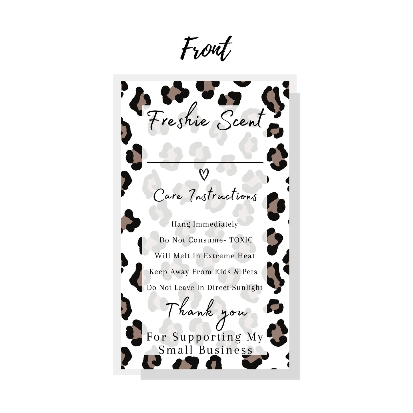 Freshie Label Stickers 2x3.5\" inches Stickers | Leopard Background Design