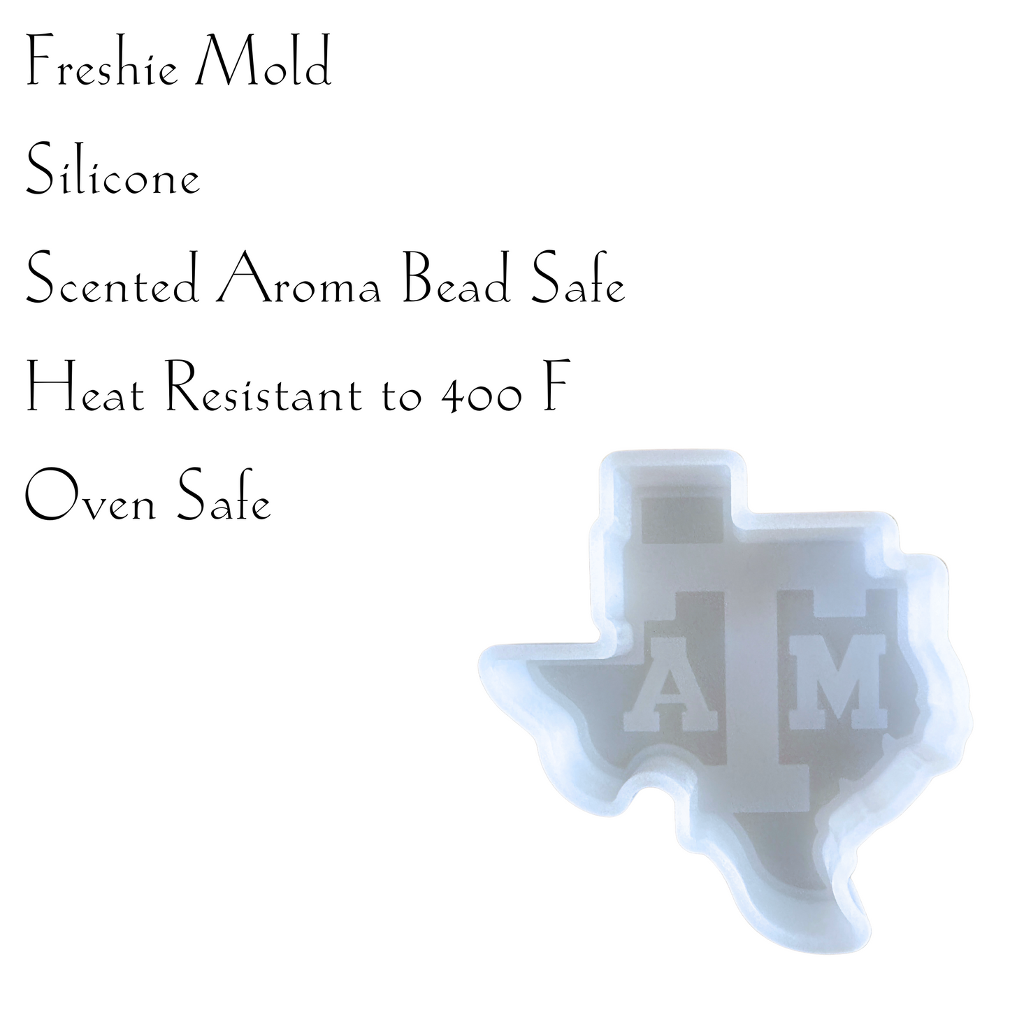 Texas College Football Freshie Silicone Mold 2 x 4 x 0.8”