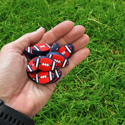 Football Silicone Focal Bead | 12 Pack Orange and Navy