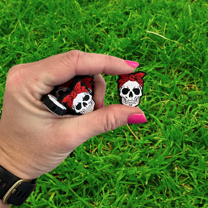 Skull with Bandana Silicone Focal Bead | 12 Pack