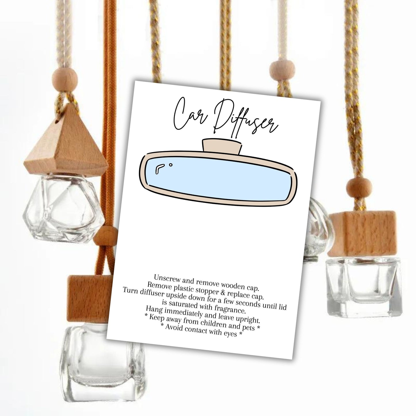 Car Oil Diffuser Package Bag Insert Care Instruction Cards | 50 pk 5x7” Minimalist