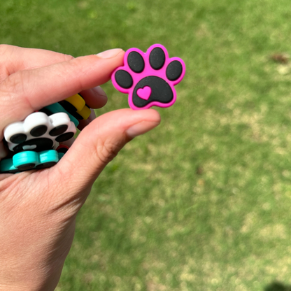 Dog Pawprint Siliconel Beads | 12 pk