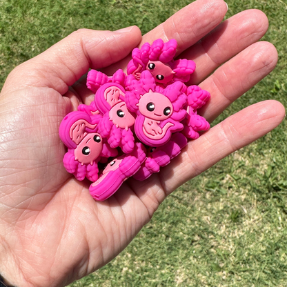 Pink Axolotl Focal Beads Silicone