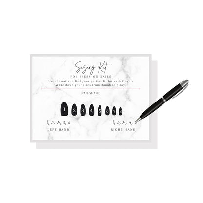 Press On Nail Sizing Card | 30 Pack | 5x7" inch Large Postcard |Press-On Nail Supplies | Press-On Nail Kit | Sizing Guide for Press-On Nails | Marble Design
