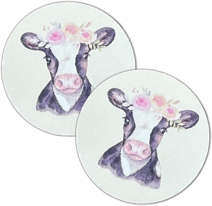 Dairy Cow with Floral Crown Cardstock Cutouts for Freshies | 12 Pack