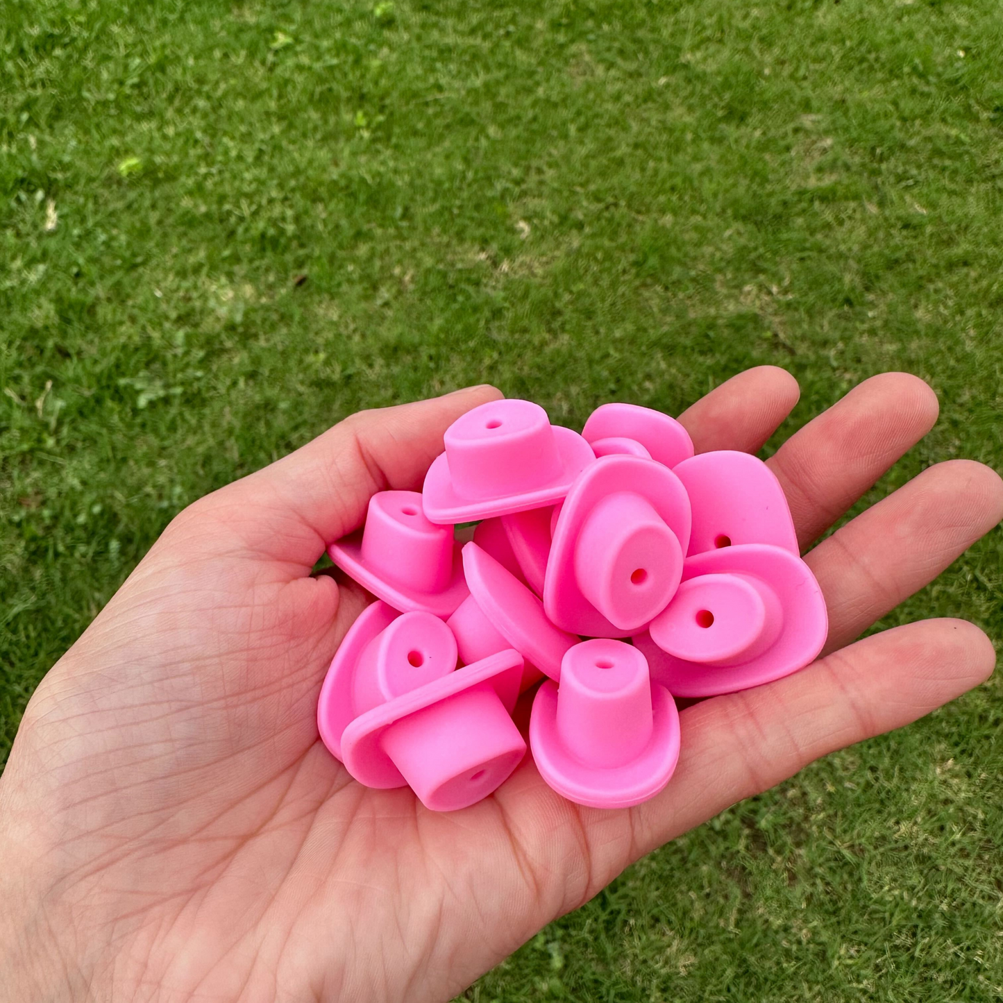 Pink Cowboy Hat Silicone Bead | 12 pk