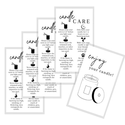 Candle Care Instruction Cards | 50 Pack | 2 x 3.5” inch Business Card