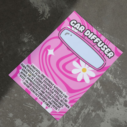 Car Oil Diffuser Package Bag Insert Care Instruction Cards | 50 pk 5x7” Floral Pink Flowers