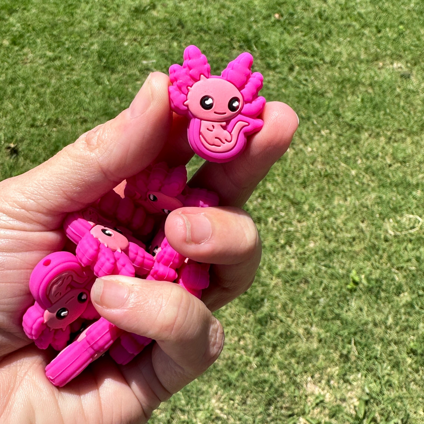 Pink Axolotl Focal Beads Silicone