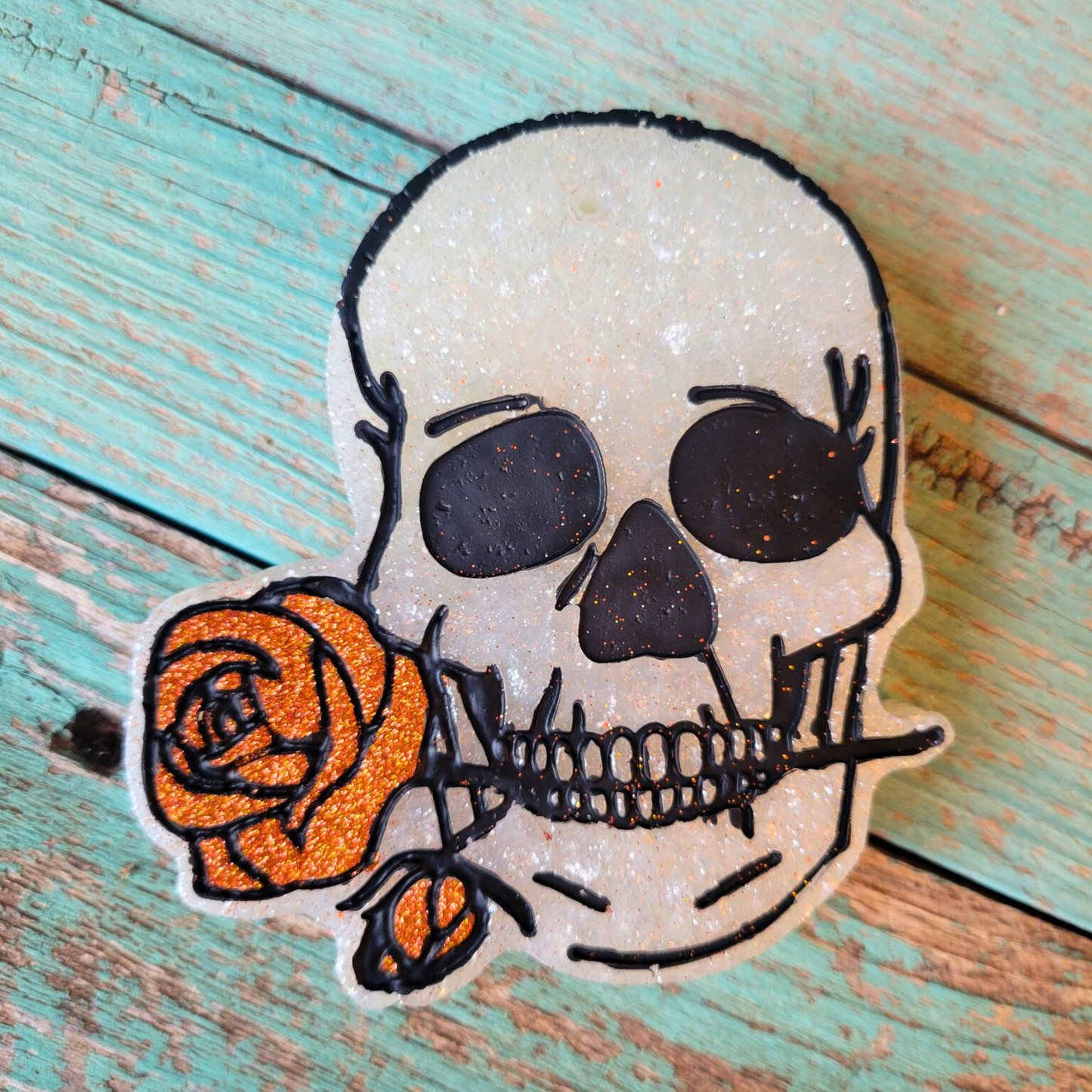 Skeleton Head Rose in Mouth  Silicone Mold